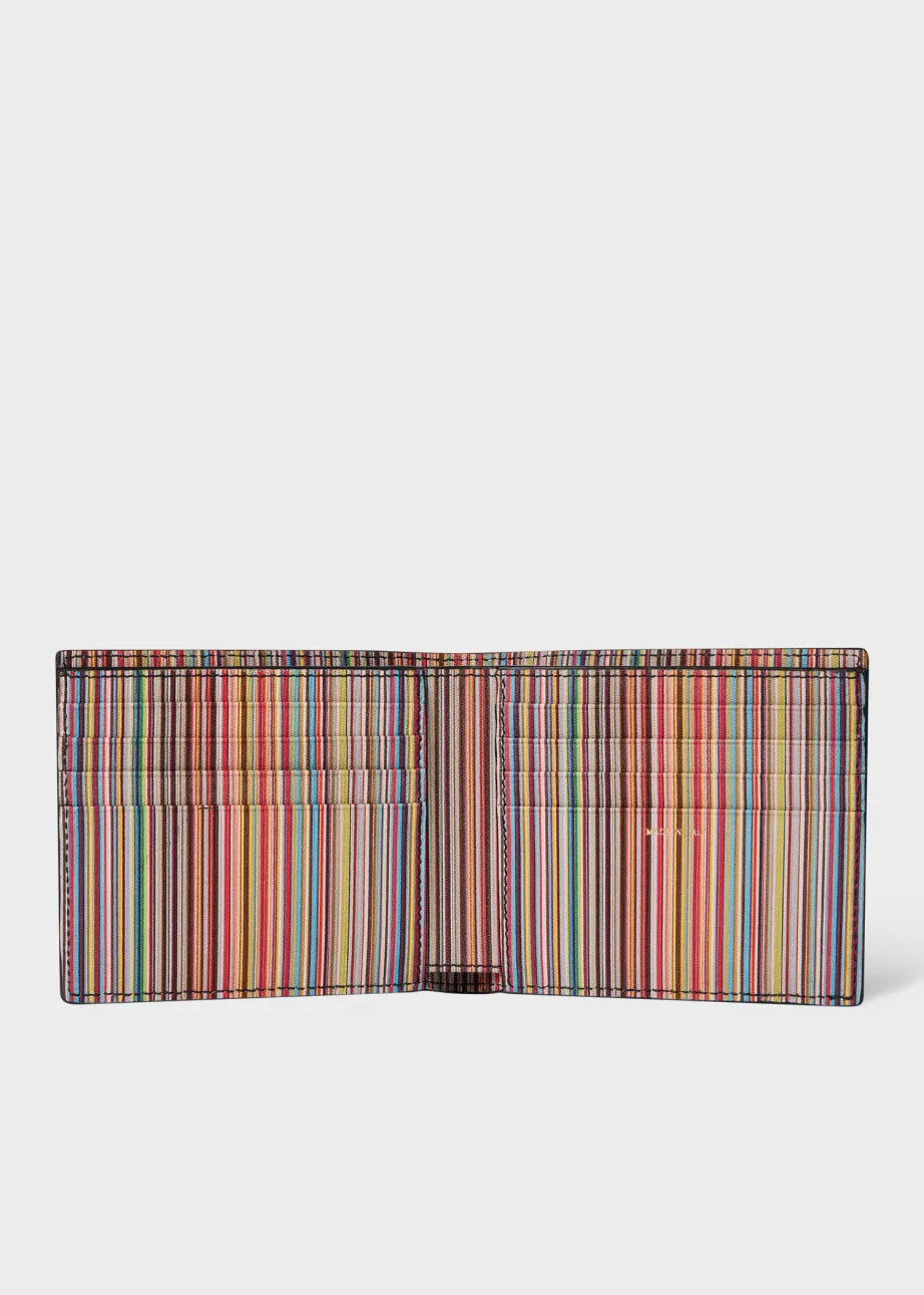 Paul Smith Black Leather 'Signature Stripe' Interior Billfold Wallet
