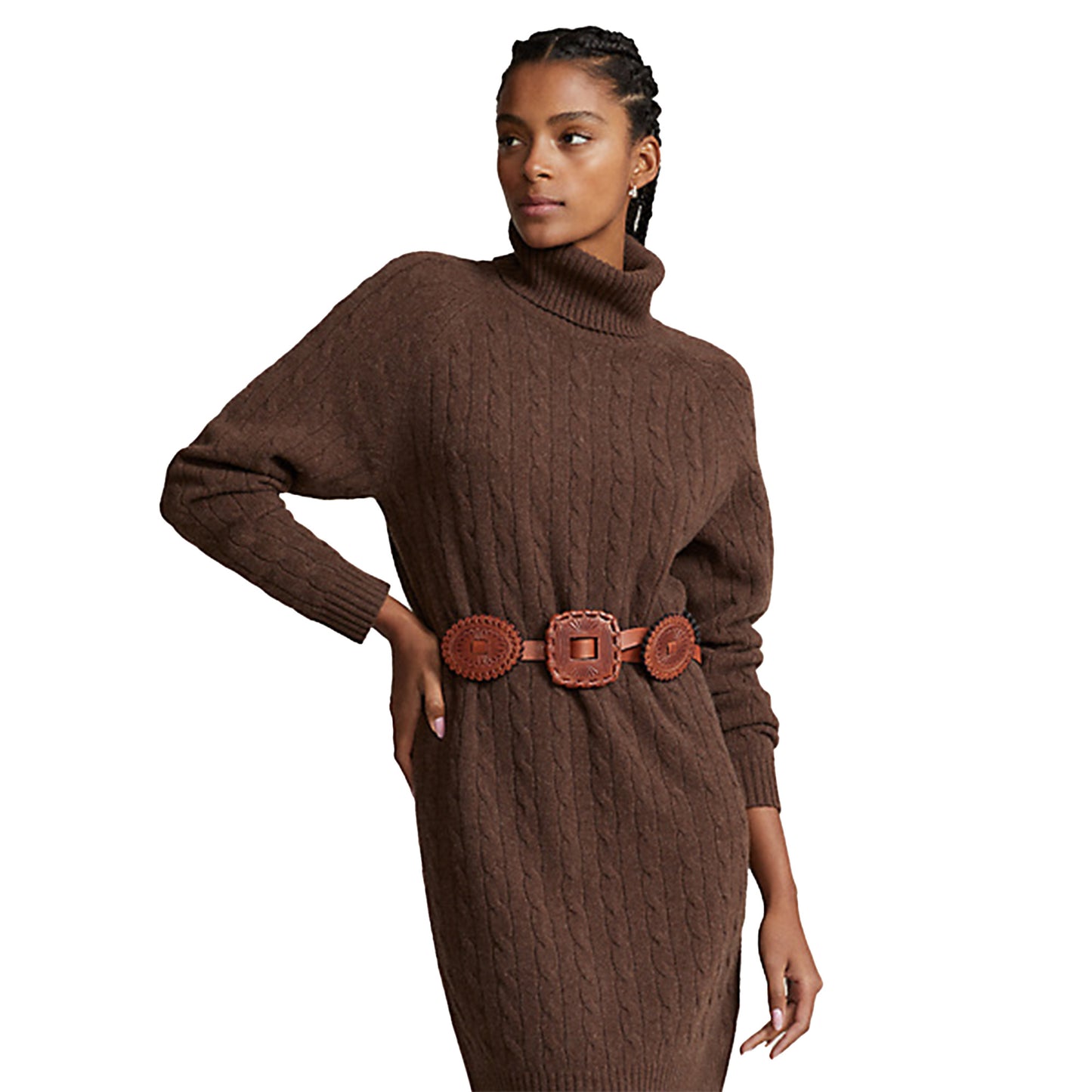Polo Ralph Lauren Cable Wool-Cashmere Roll Neck Dress