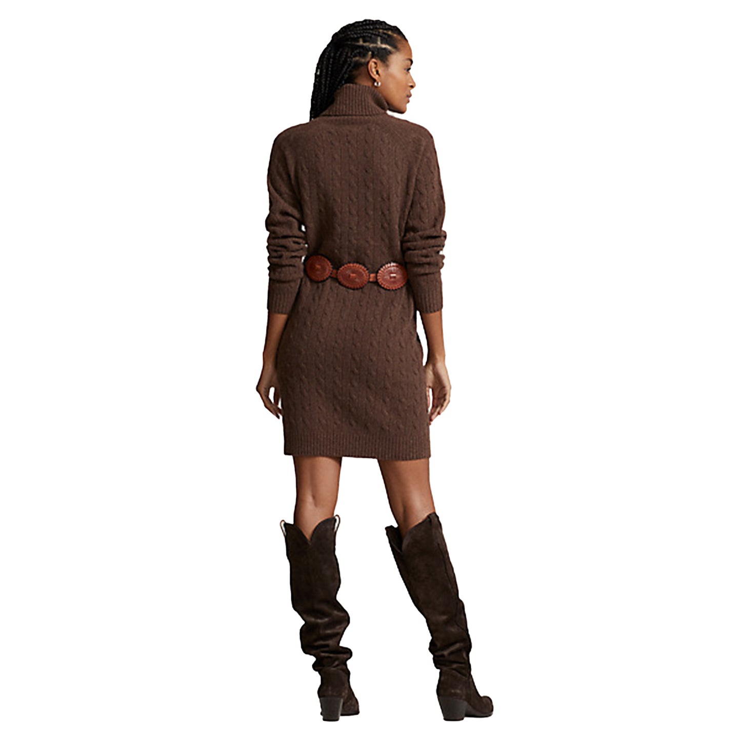 Polo Ralph Lauren Cable Wool-Cashmere Roll Neck Dress
