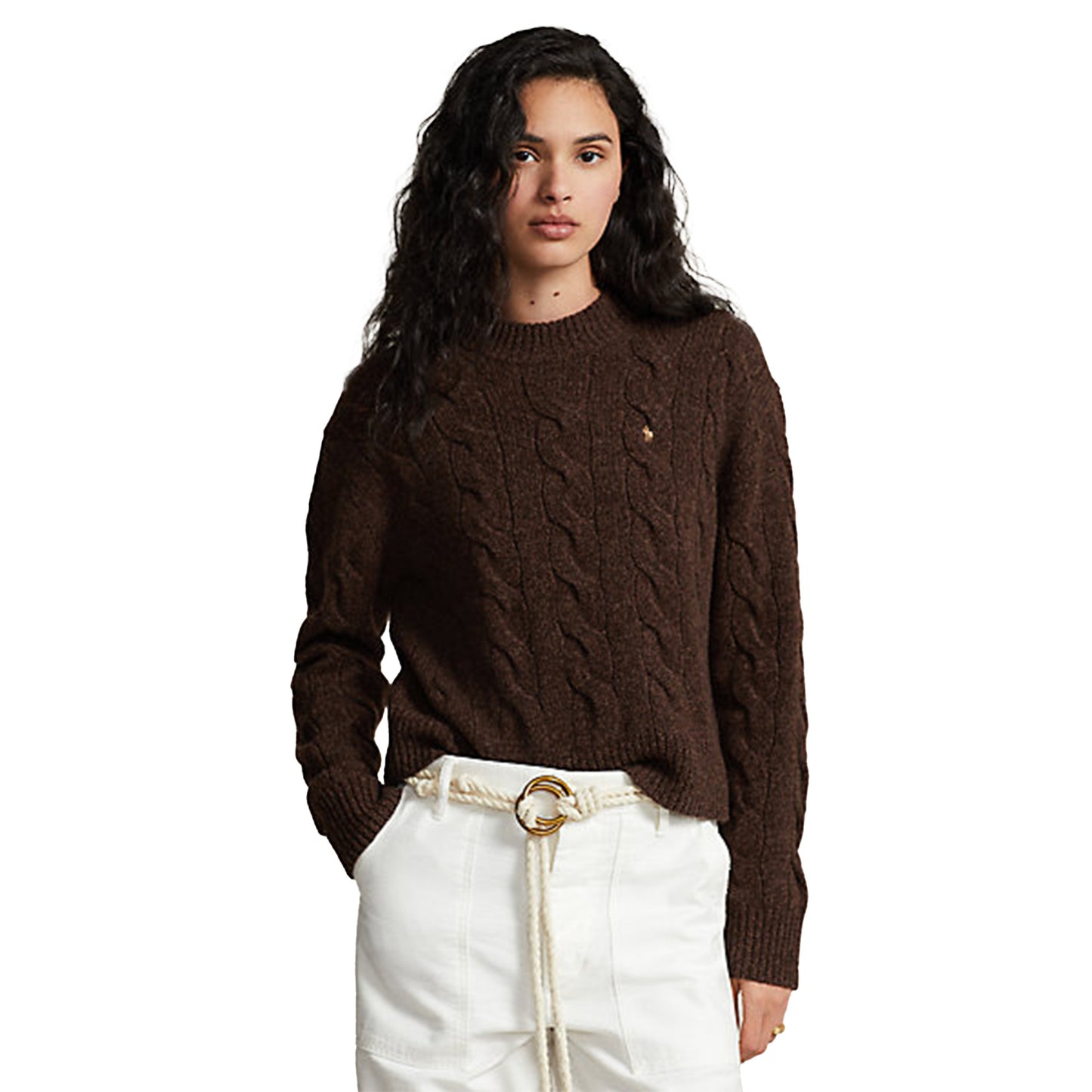 Polo Ralph Lauren Wool-Cashmere Mock Neck Cable Knit