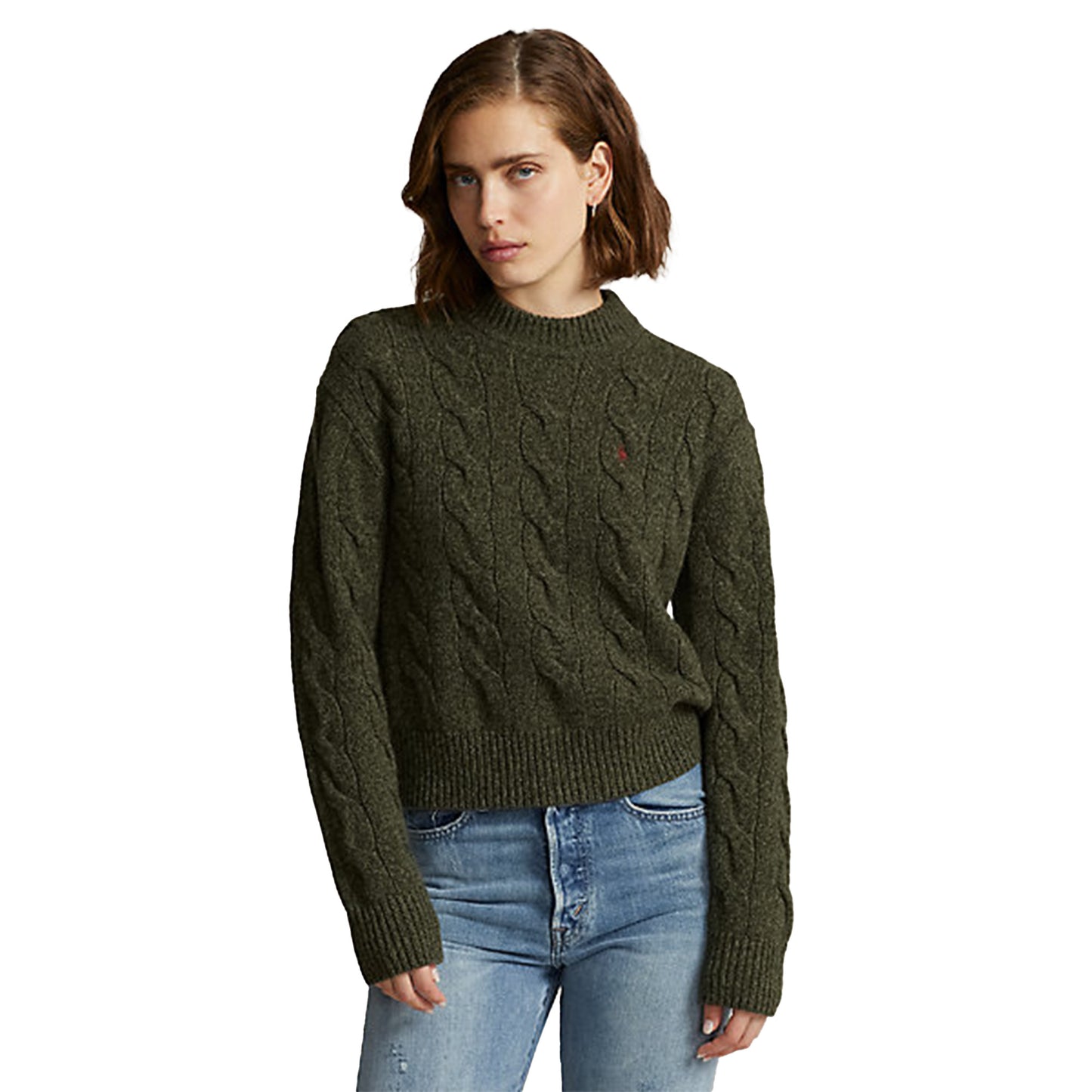 Polo Ralph Lauren Wool-Cashmere Mock Neck Cable Knit