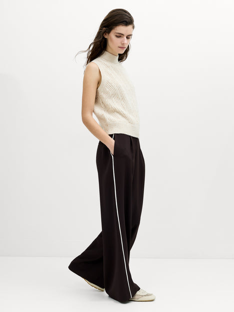 French Connection Charlene Ecru Cable Knit Mock Neck Vest