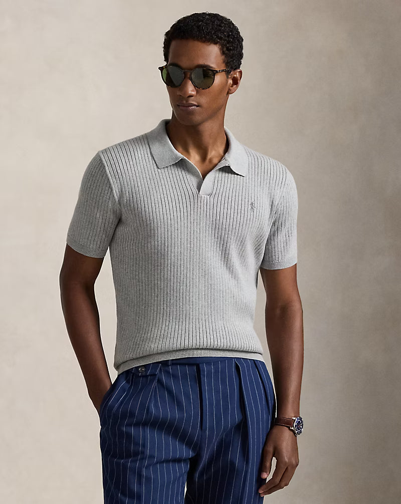 Polo Ralph Lauren Rib-Knit Cotton Johnny-Collar Sweater