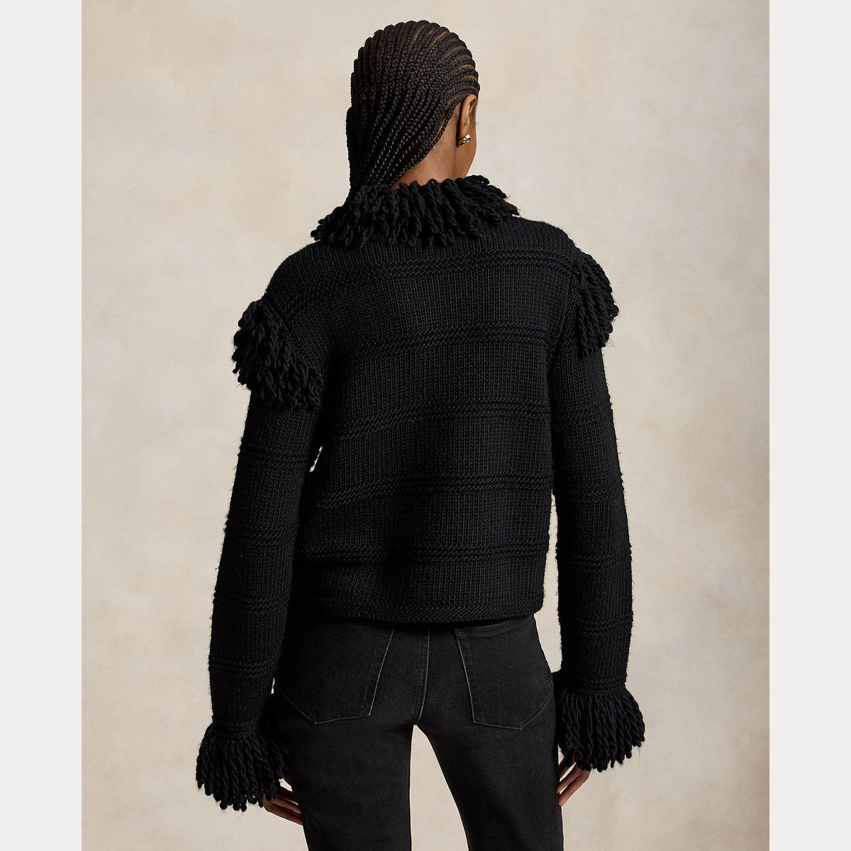 Polo Ralph Lauren Knit Fringe Wool Cardigan