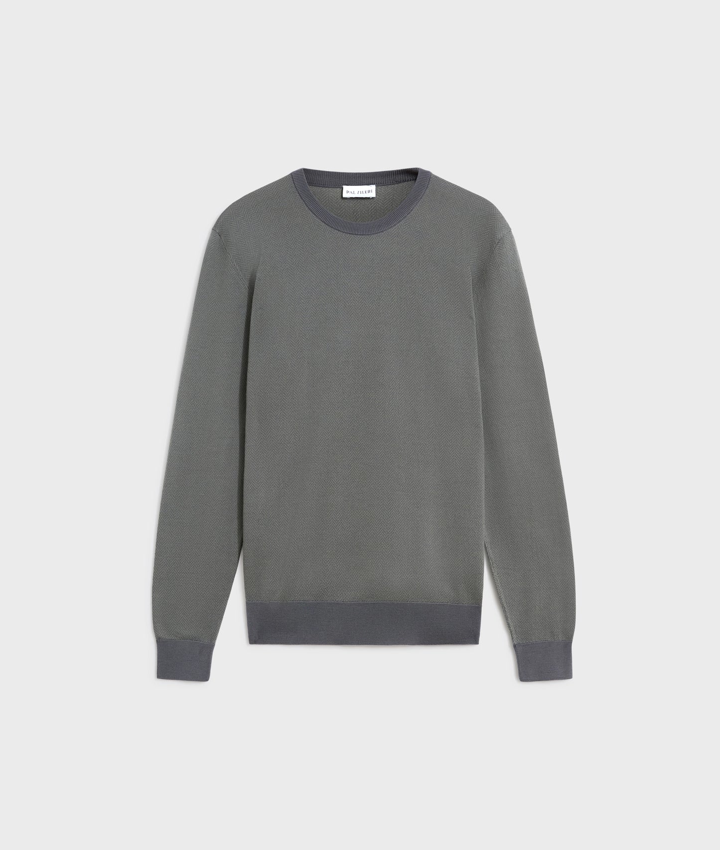 Pal Zileri Herringbone Virgin Wool Crew Knit