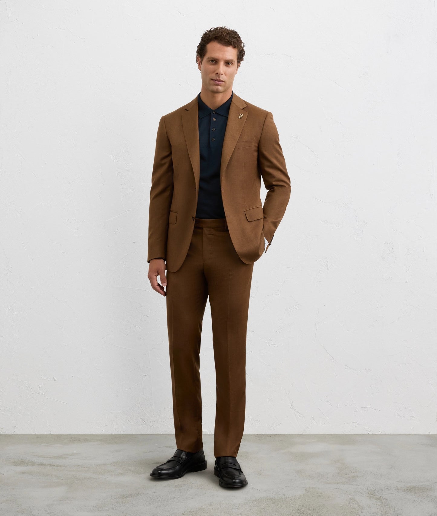 Pal Zileri Diamond Weave Polo in Knitted Virgin Wool & Silk