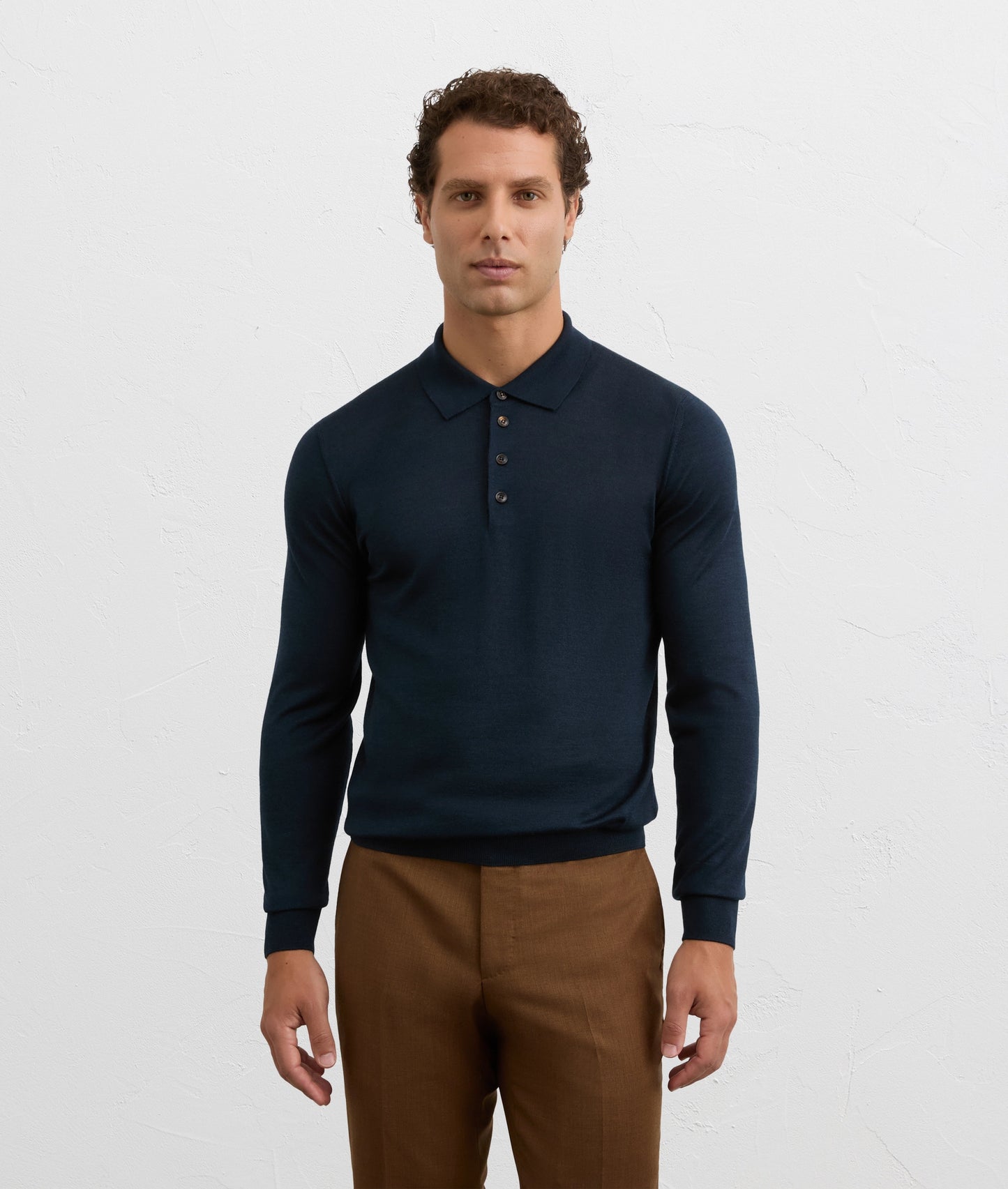 Pal Zileri Diamond Weave Polo in Knitted Virgin Wool & Silk