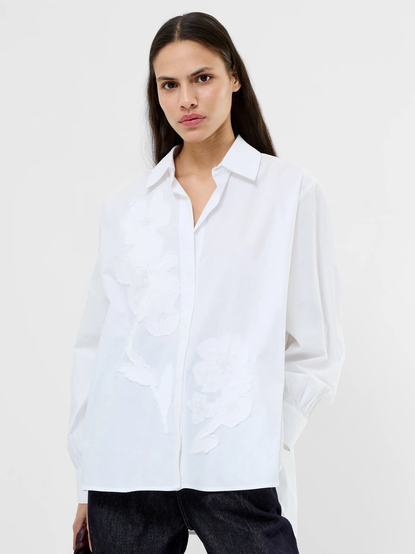 French Connection Cambria Cotton Embellished Shirt
