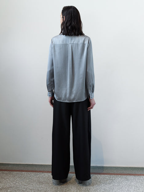 French Connection Maggie Silver Stripe Satin Shirt