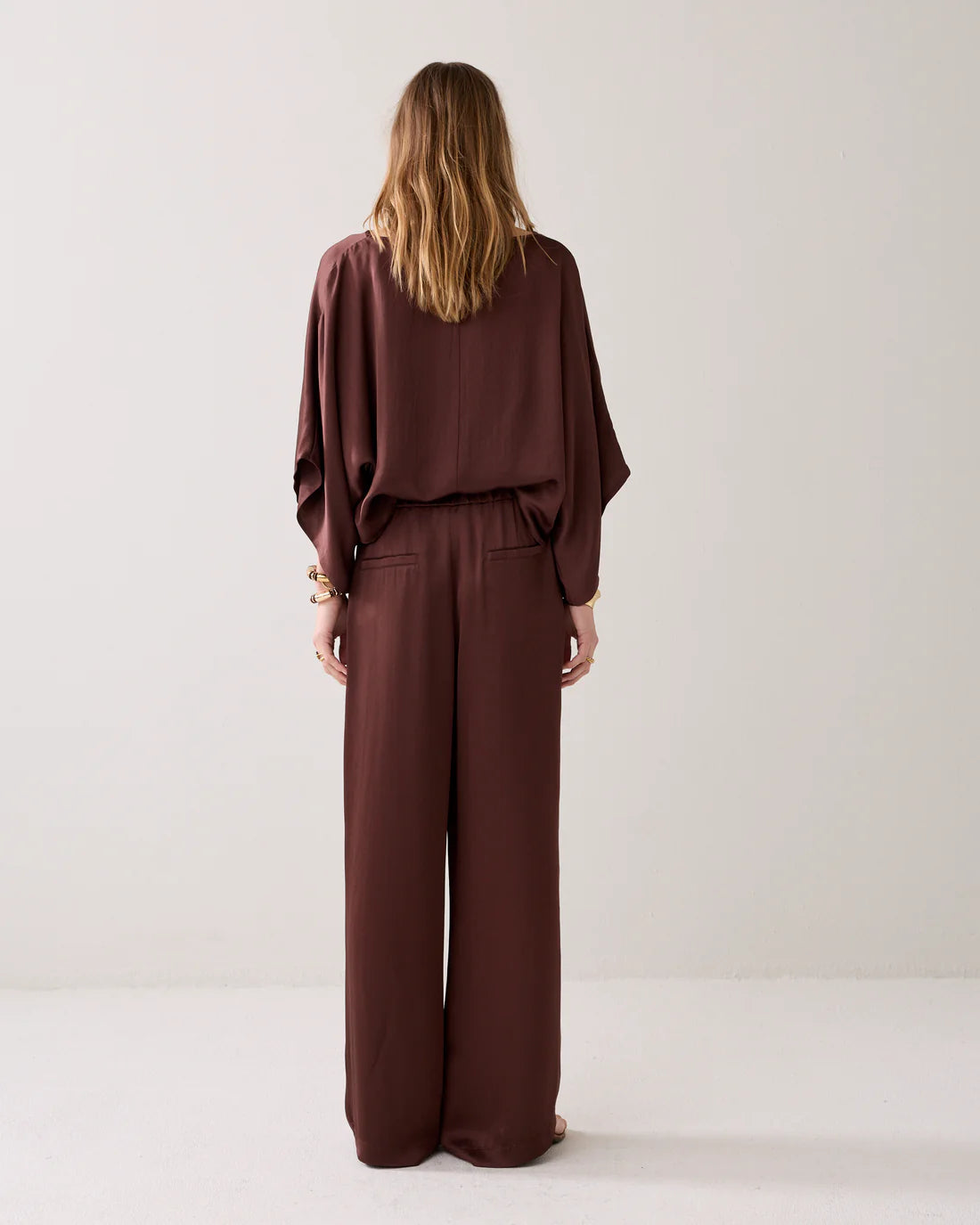 Summum Wide Leg Crossover Trousers with Crossover Detail