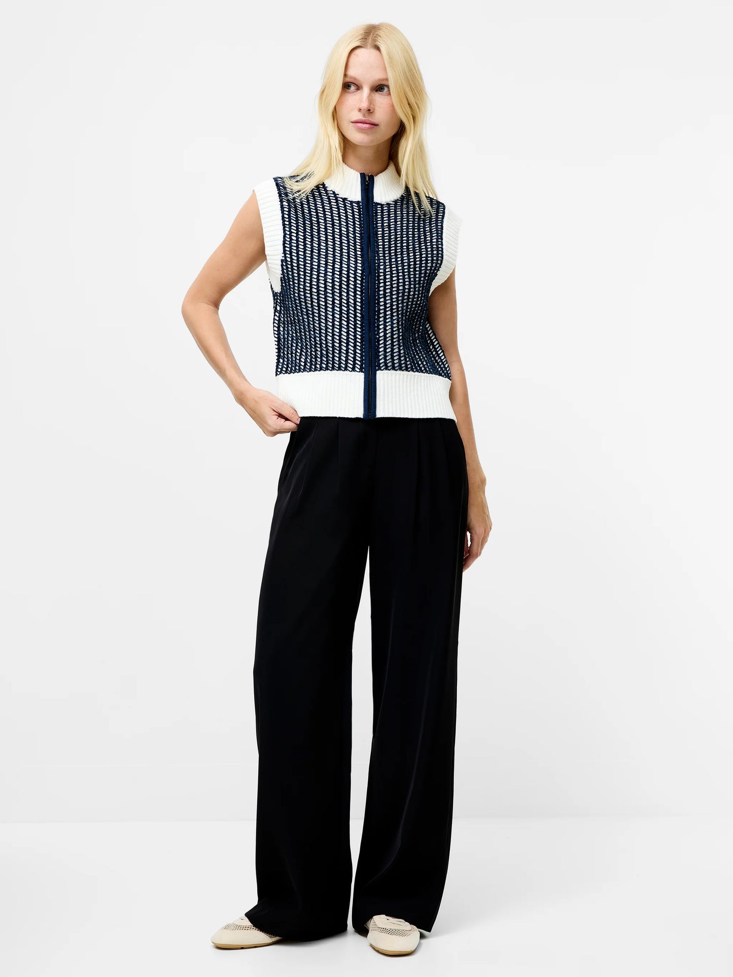 French Connection Klara Sleeveless Zip Up Jumper