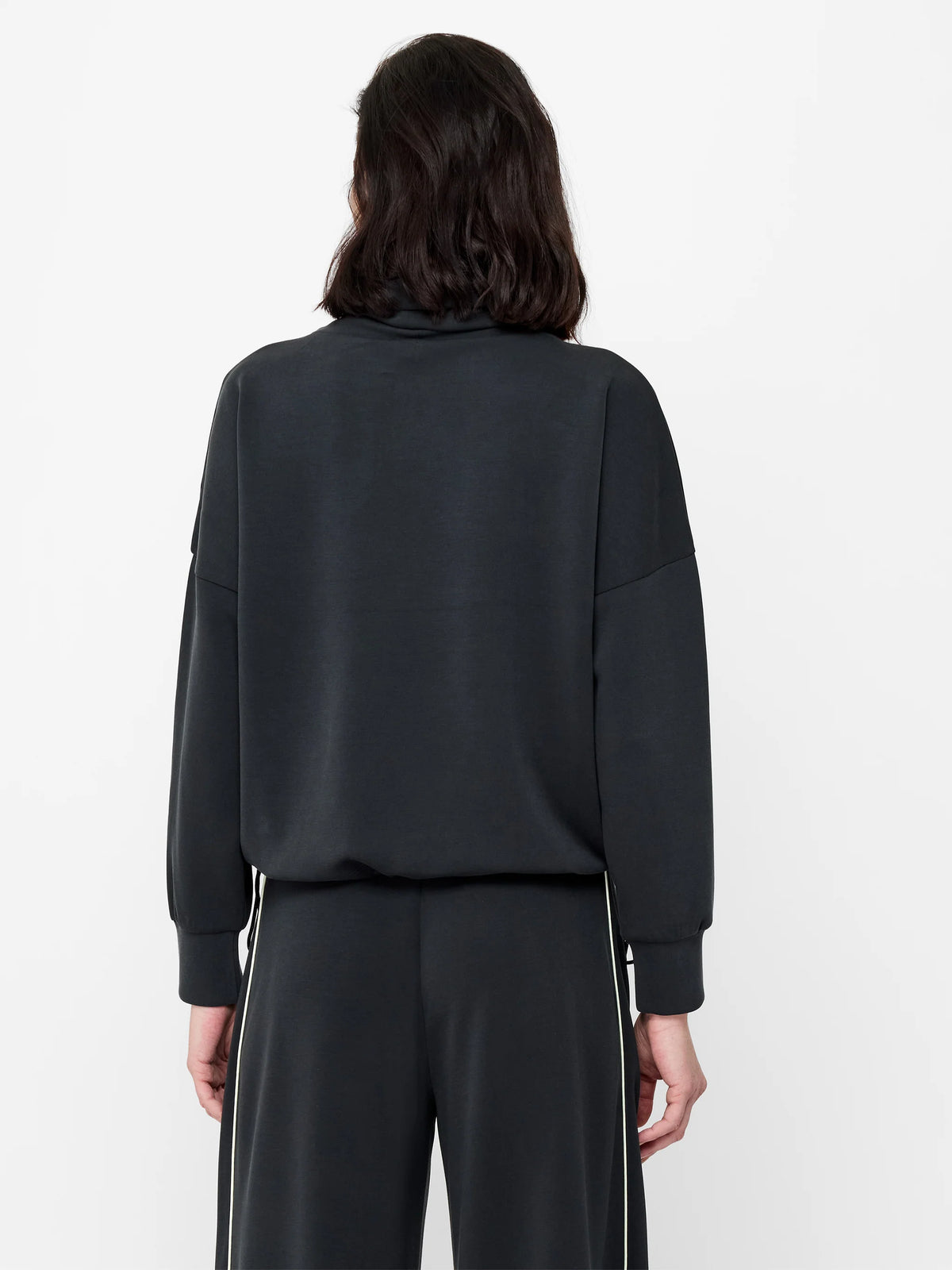 French Connection Wren Dark Grey Funnel Neck Toggle Hem Sweatshirt