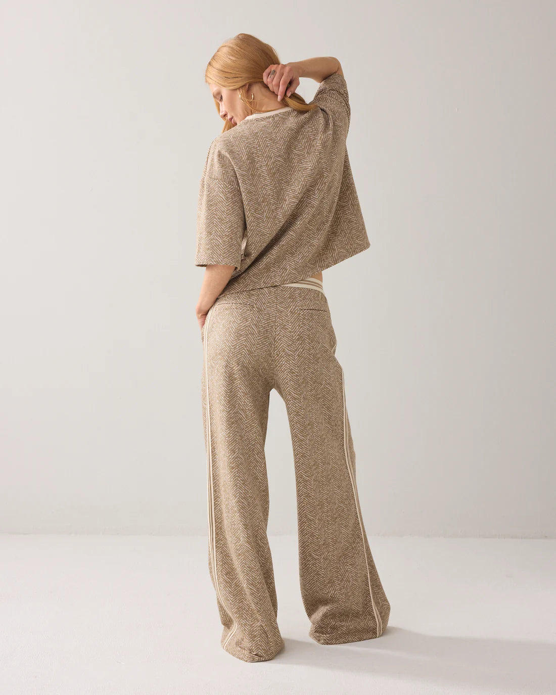 Summum Wide Leg Herringbone Trousers