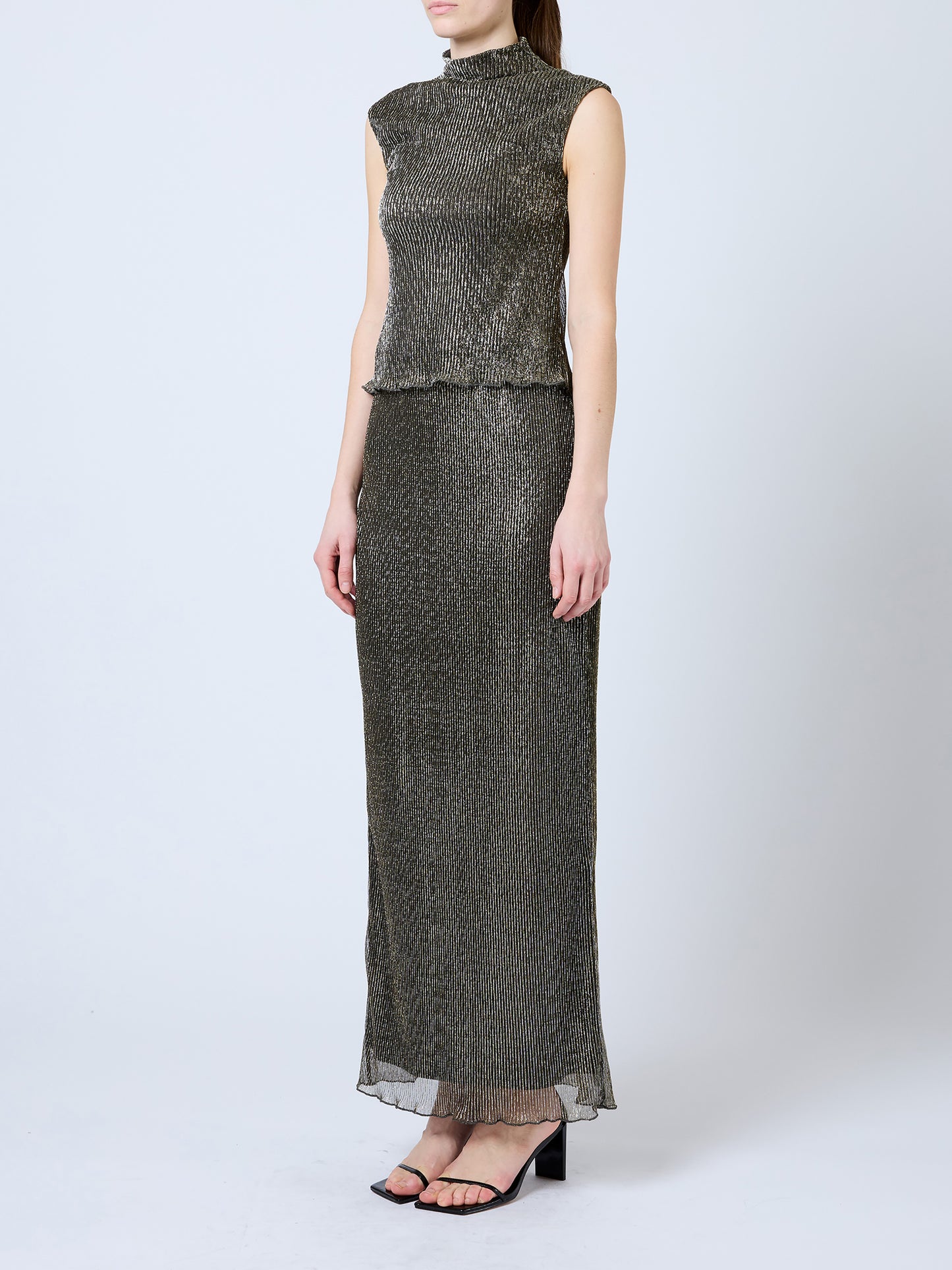 French Connection Tamy Lurex Plisse Sleeveless Top
