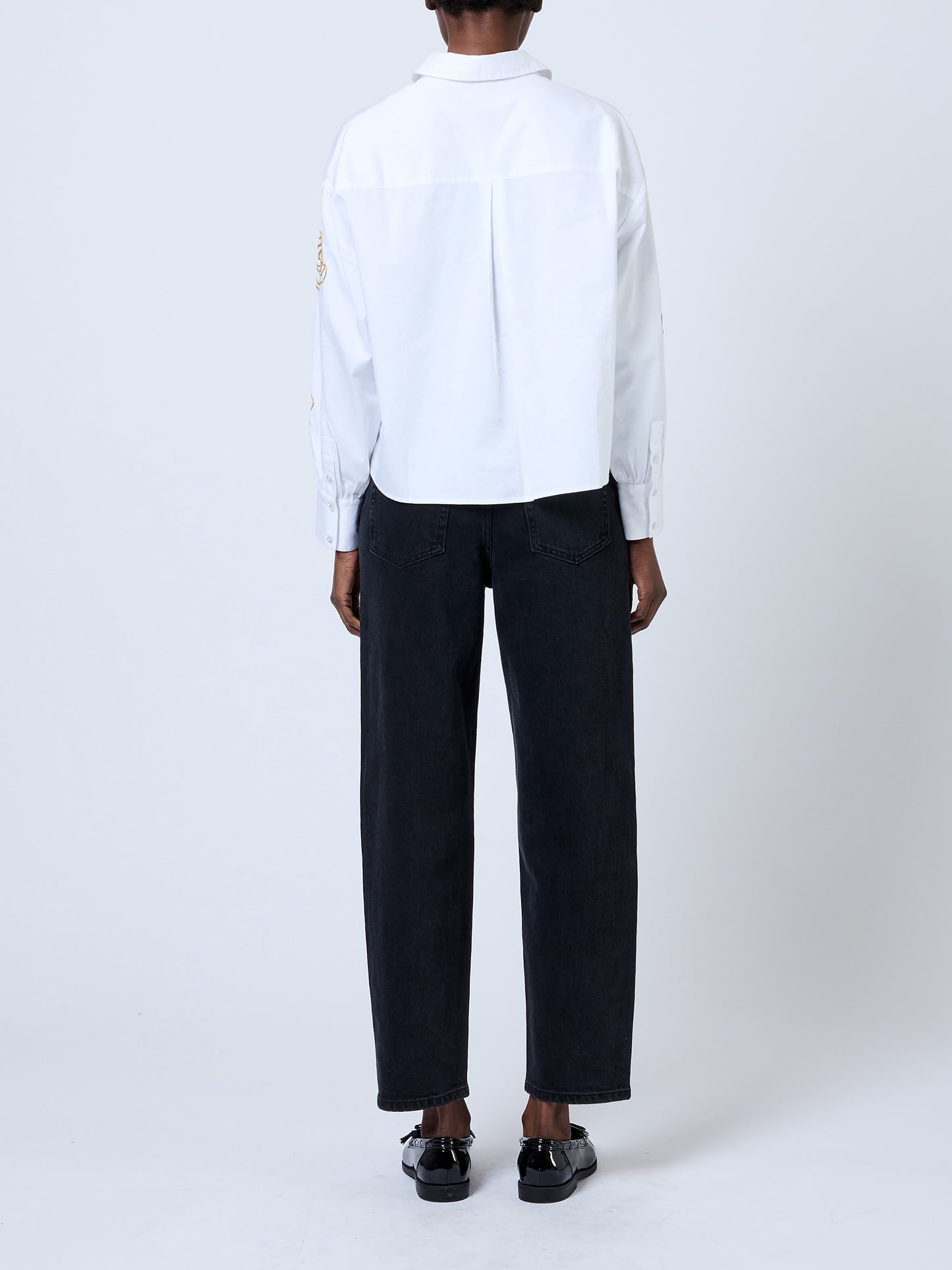French Connection Alexis Cotton Flower Embellished Shirt