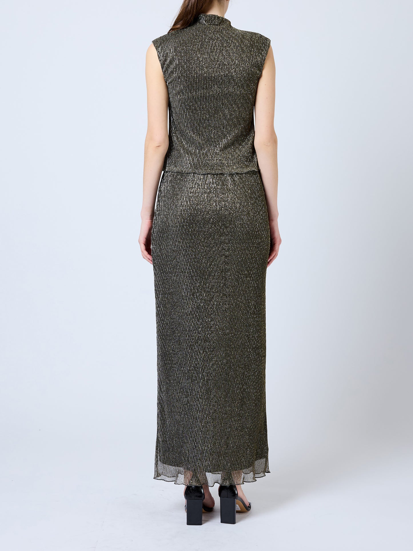 French Connection Tamy Lurex Plisse Sleeveless Top