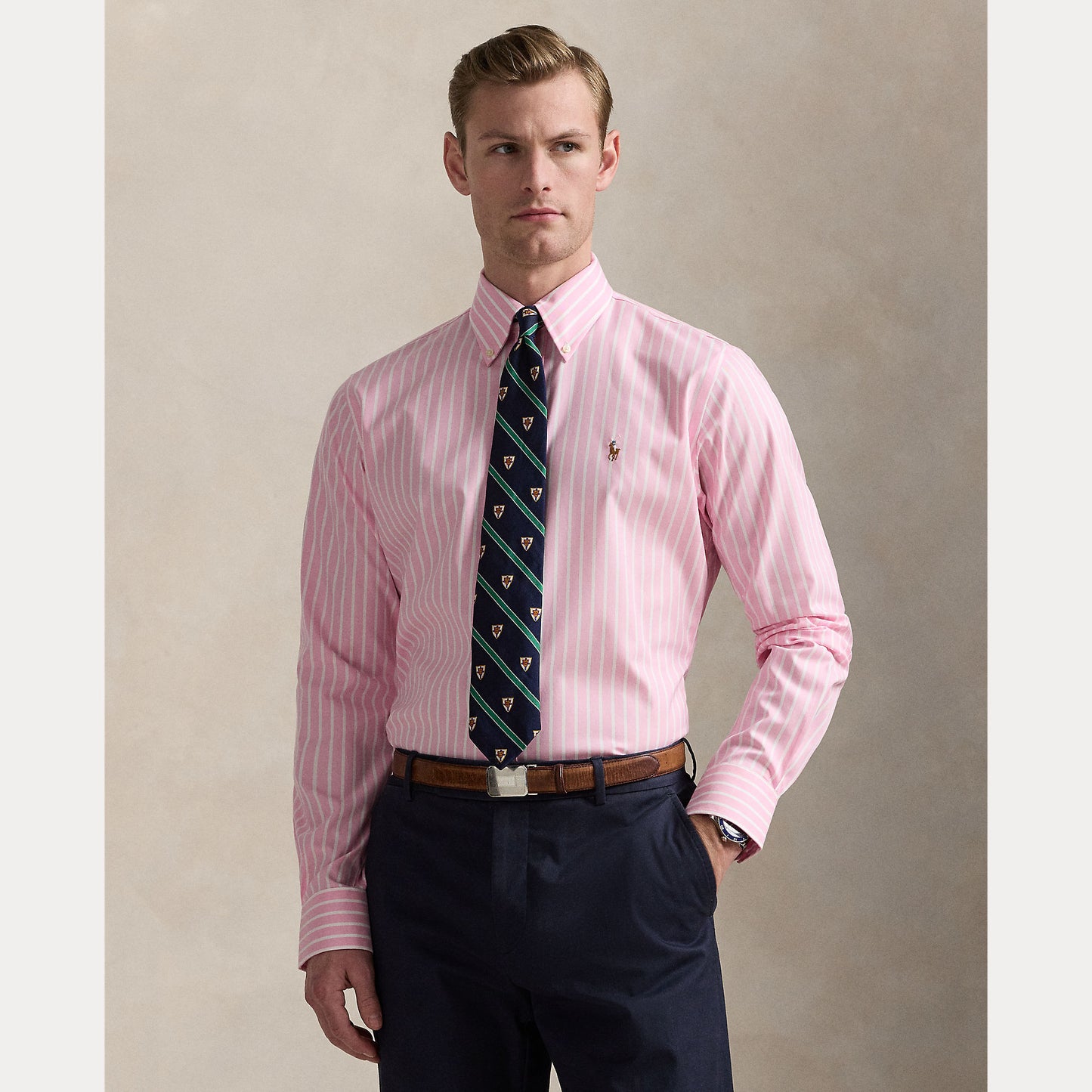 Custom Fit Striped Pinpoint Oxford Shirt