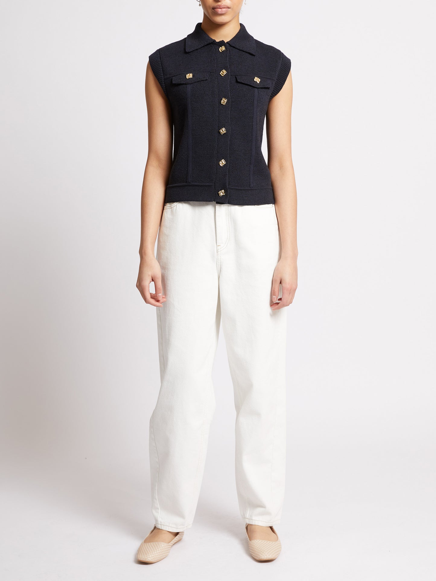 French Connection Roland Knit Collared Gilet