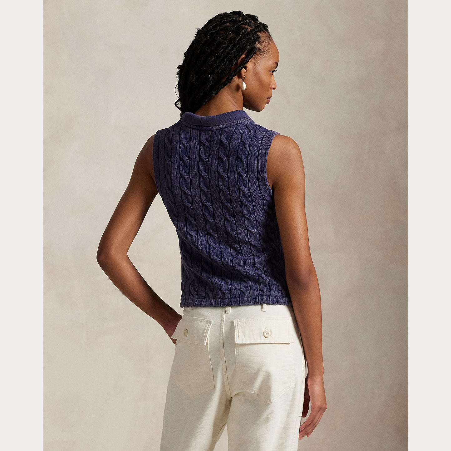 Polo Ralph Lauren Cable Knit Cropped Polo Knit