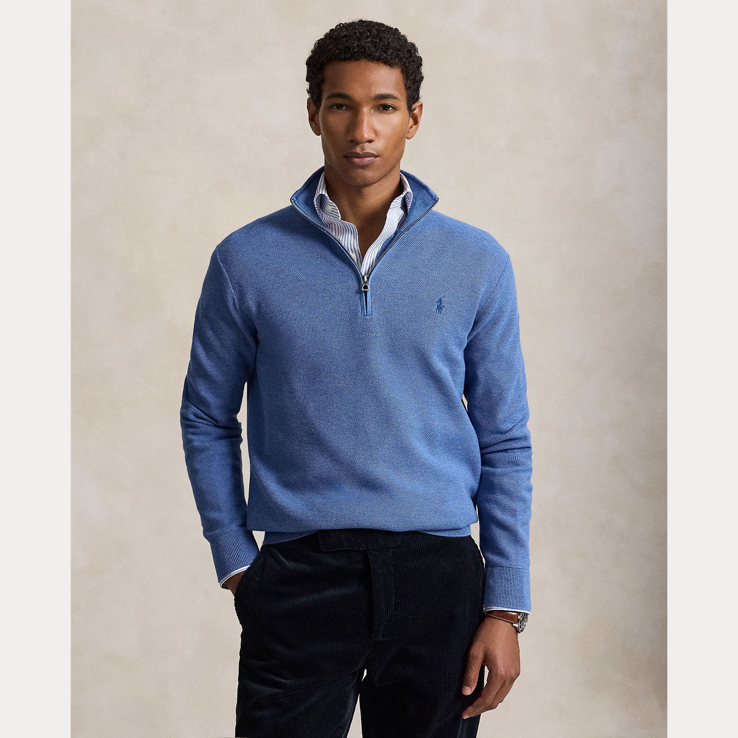 Polo Ralph Lauren Mesh-Knit Cotton Quarter-Zip Jumper