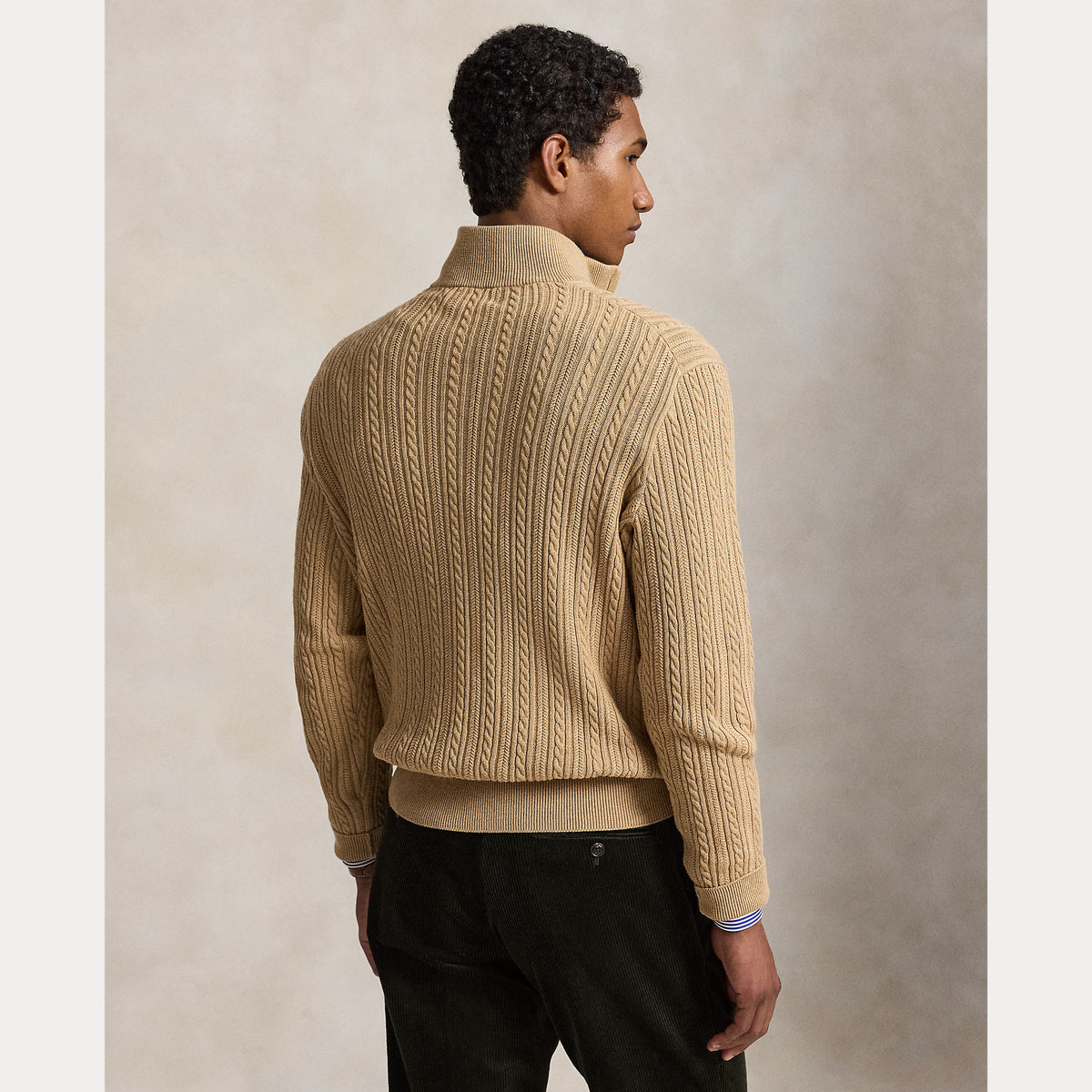 Polo Ralph Lauren Cable Knit Cotton Mockneck Sweater