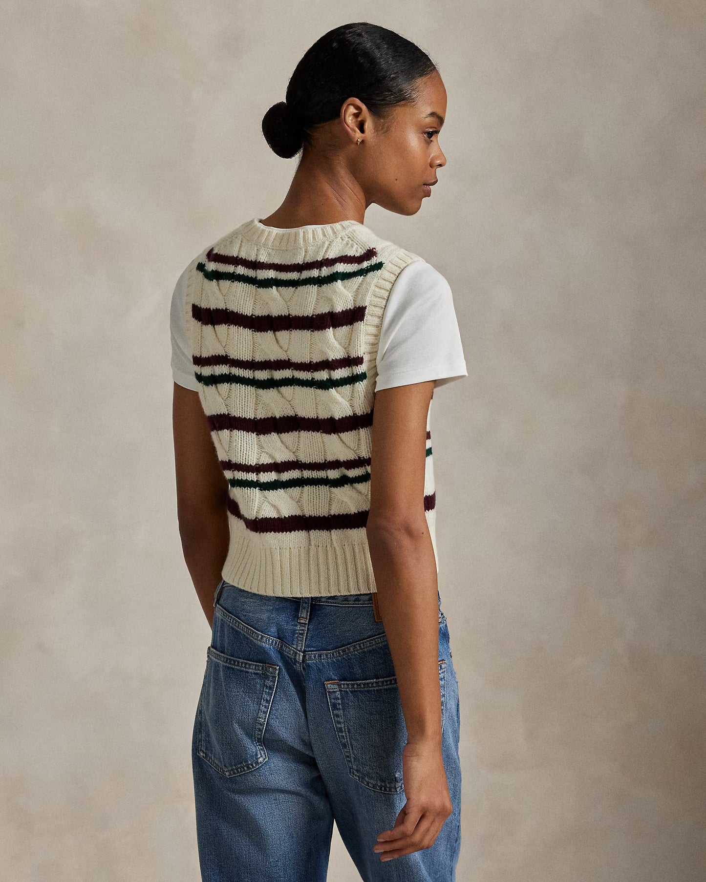 Polo Ralph Lauren Striped Wool-Cashmere Sleeveless Jumper
