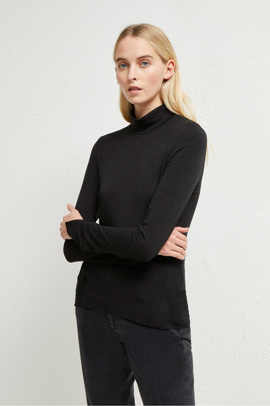 French Connection Jersey Roll Neck Top