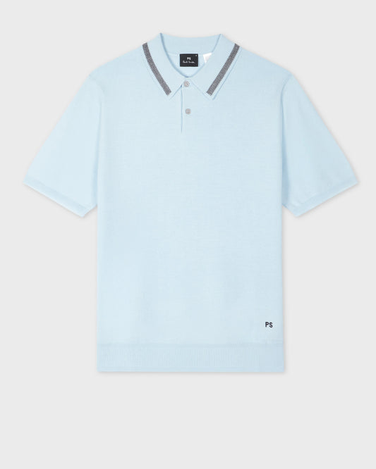 Paul Smith Light Blue Merino Wool Polo Shirt