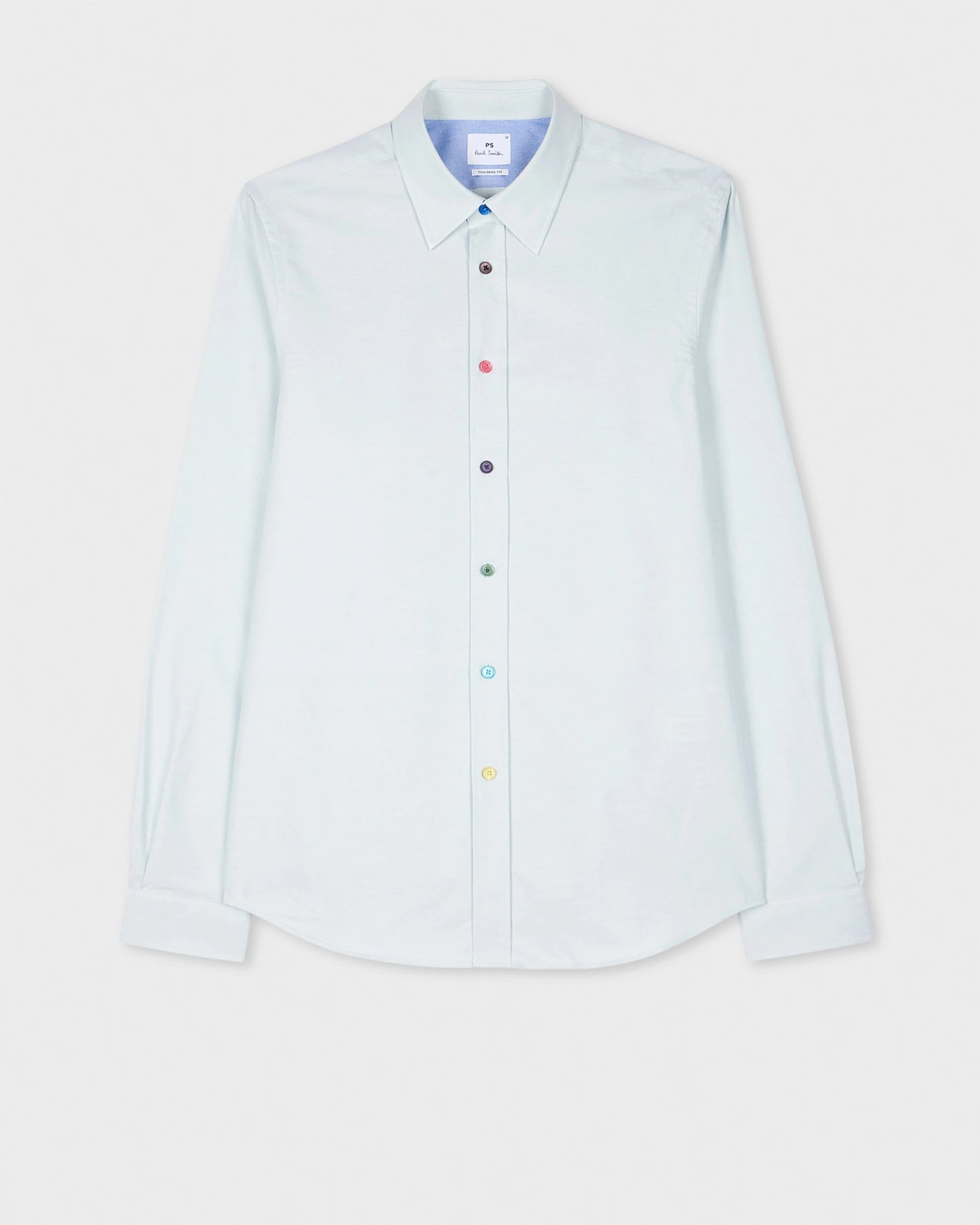 Paul Smith Tailored-Fit Mint Green Cotton Shirt with 'Sports Stripe' Buttons