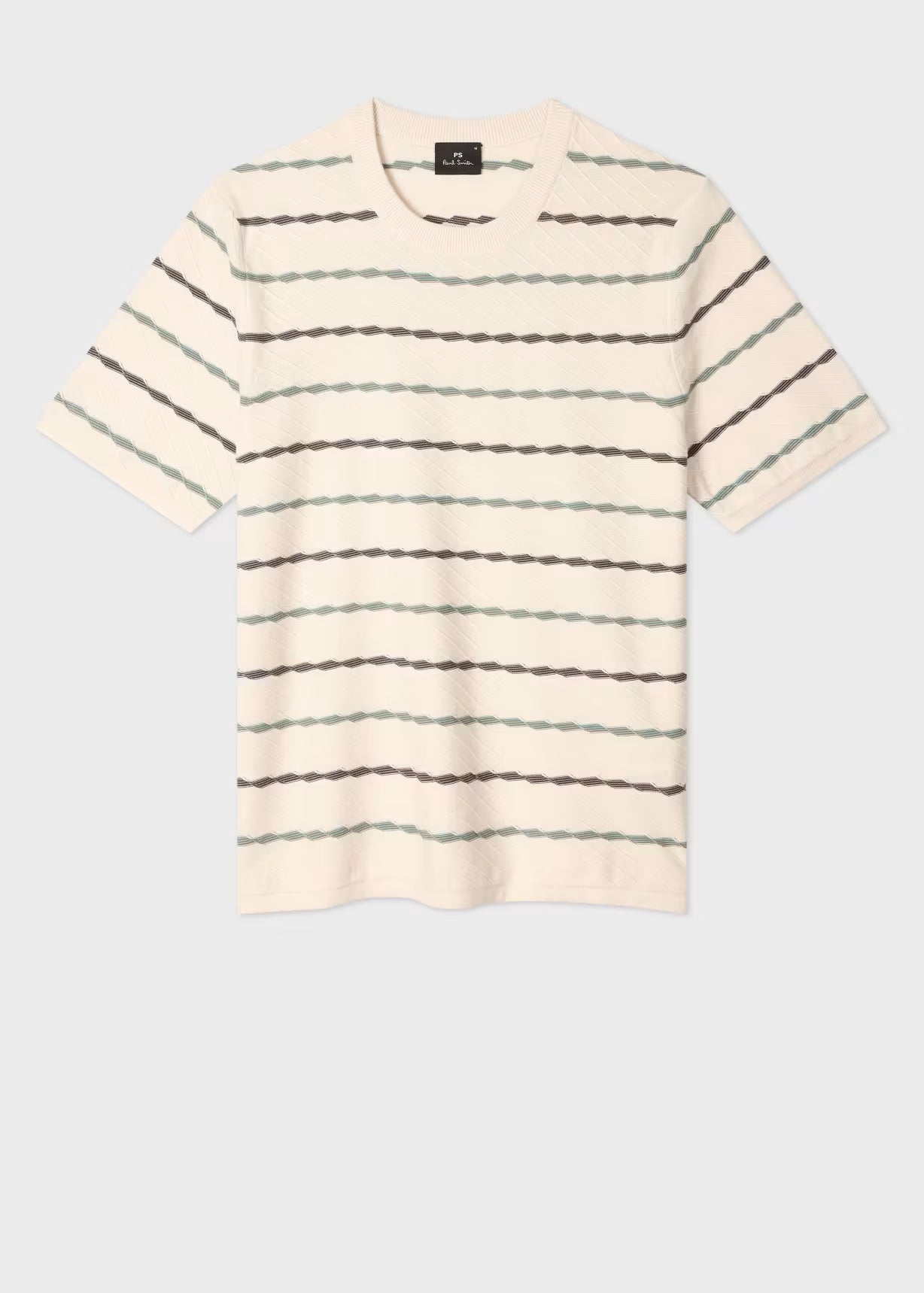 Paul Smith Ecru Textured Stripe Knitted Cotton T-Shirt