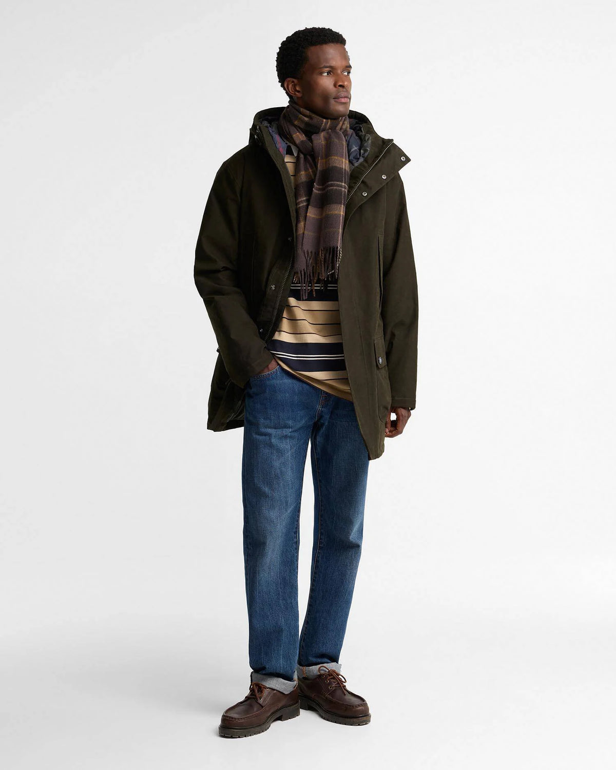 Barbour Mineral Tartan Wool-Cashmere Scarf
