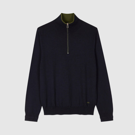 Paul Smith Dark Navy Merino Wool Half-Zip Sweater