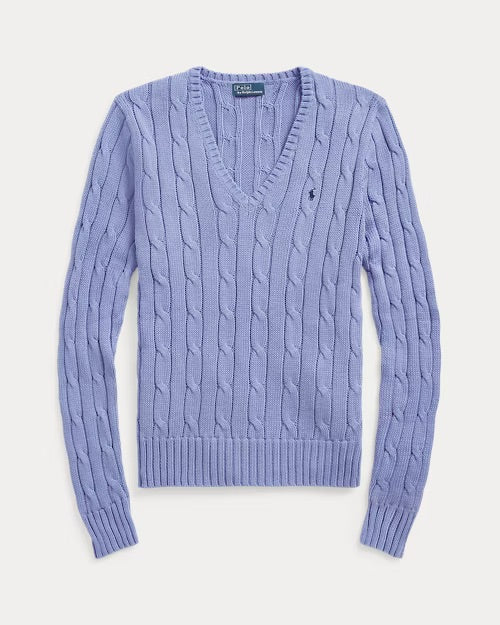 Polo Ralph Lauren Cable-Knit Cotton V-Neck Jumper