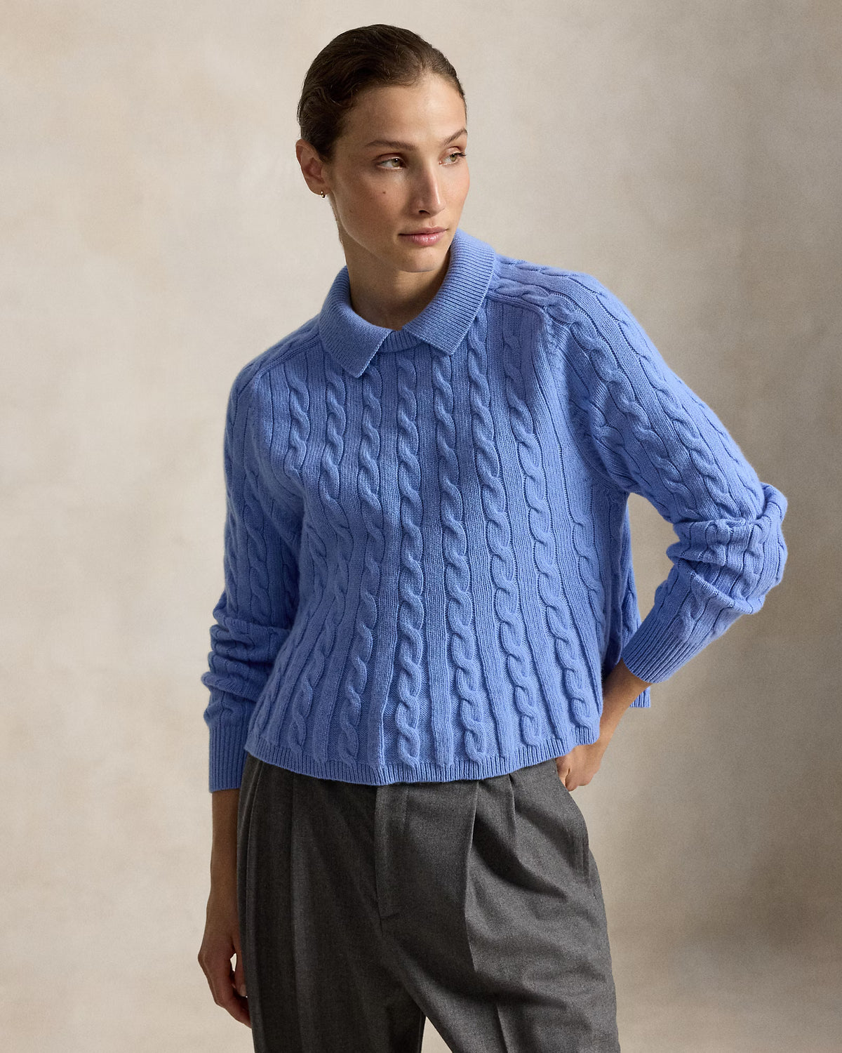 Polo Ralph Lauren Cable Wool-Cashmere Peplum Jumper