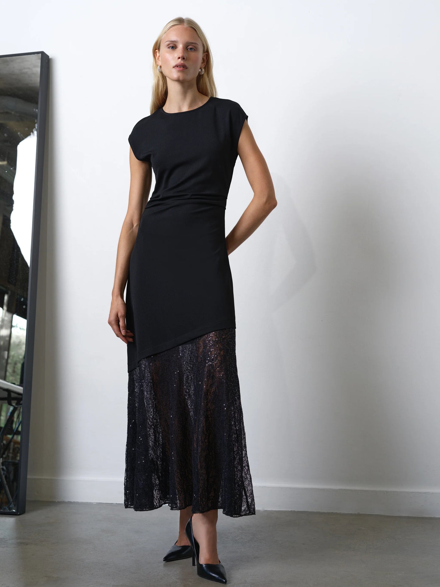 French Connection Valetta Lace Sequin Mix Dress