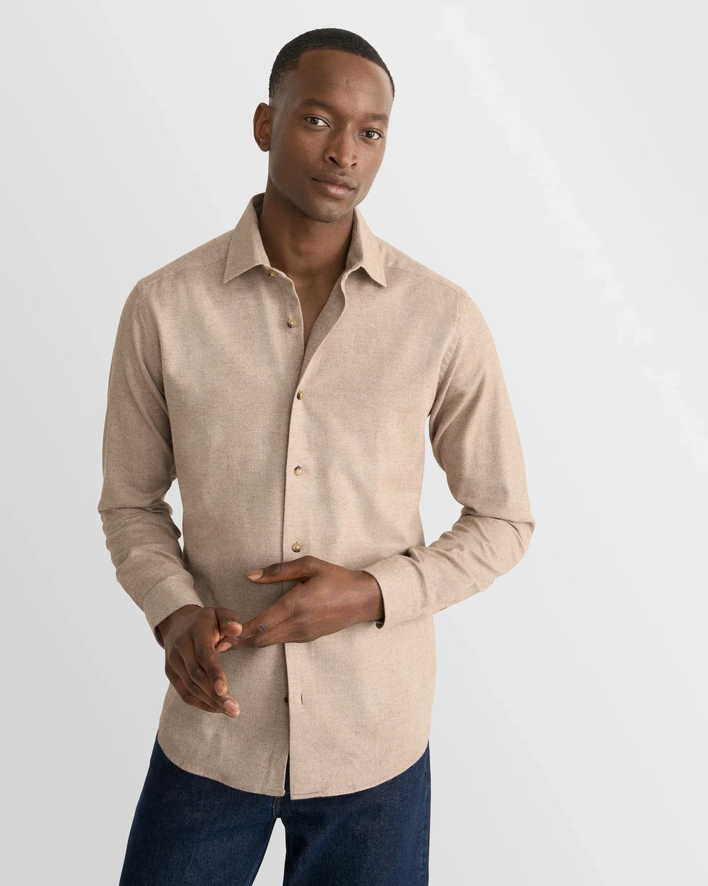 Eton Solid Flannel Shirt