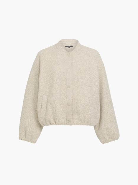 French Connection Nellie Oatmeal Textured Bomber Jacket