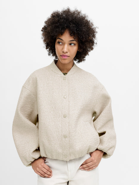 French Connection Nellie Oatmeal Textured Bomber Jacket