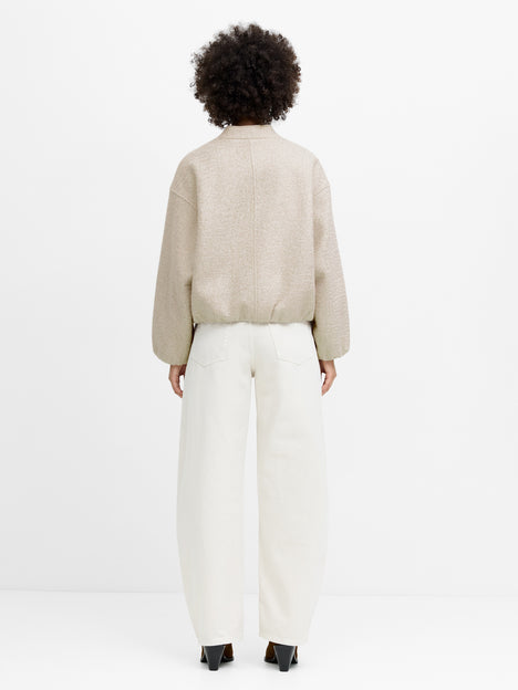 French Connection Nellie Oatmeal Textured Bomber Jacket