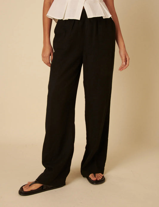 Nobody's Child Linen-blend Drawstring Wide Leg Trousers