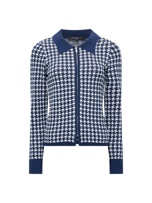 French Connection Gloria Jacquard Knit Zip Up Cardigan