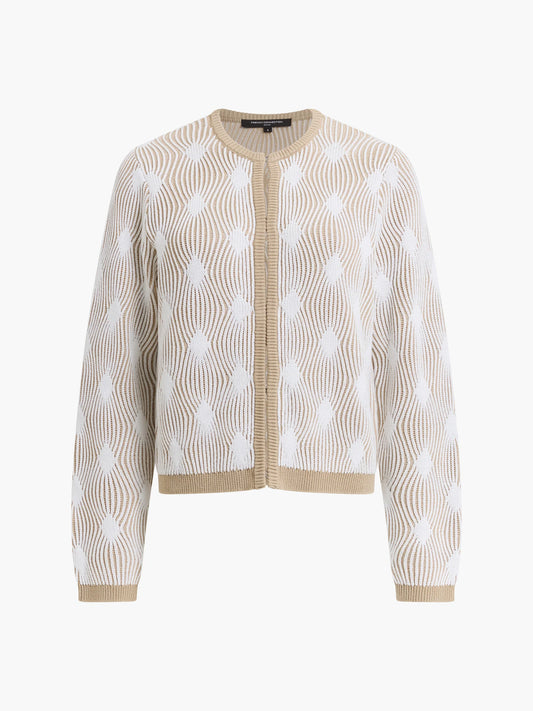 French Connection Pheby Wave Jacquard Knit Light Brown Cardigan