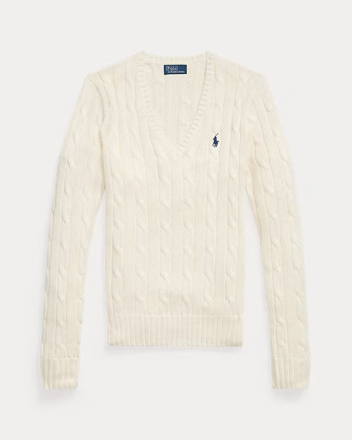 Polo Ralph Lauren Cable Knit Cotton V-Neck Sweater