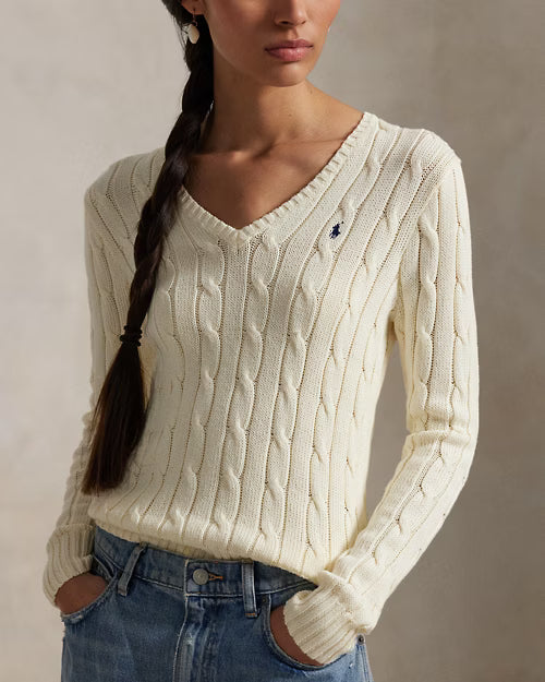 Polo Ralph Lauren Cable Knit Cotton V-Neck Sweater