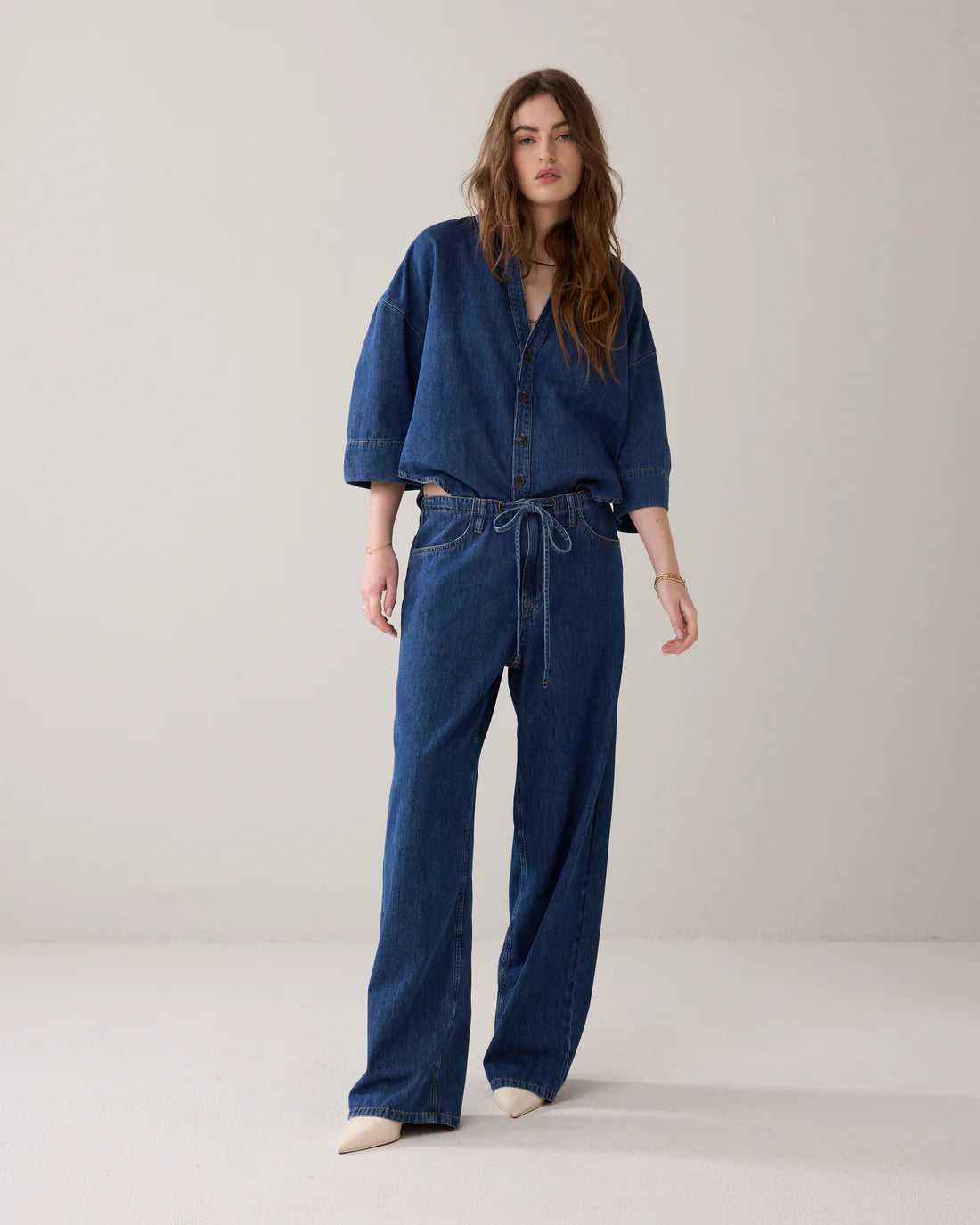 Summum Denim Wide Leg Trousers