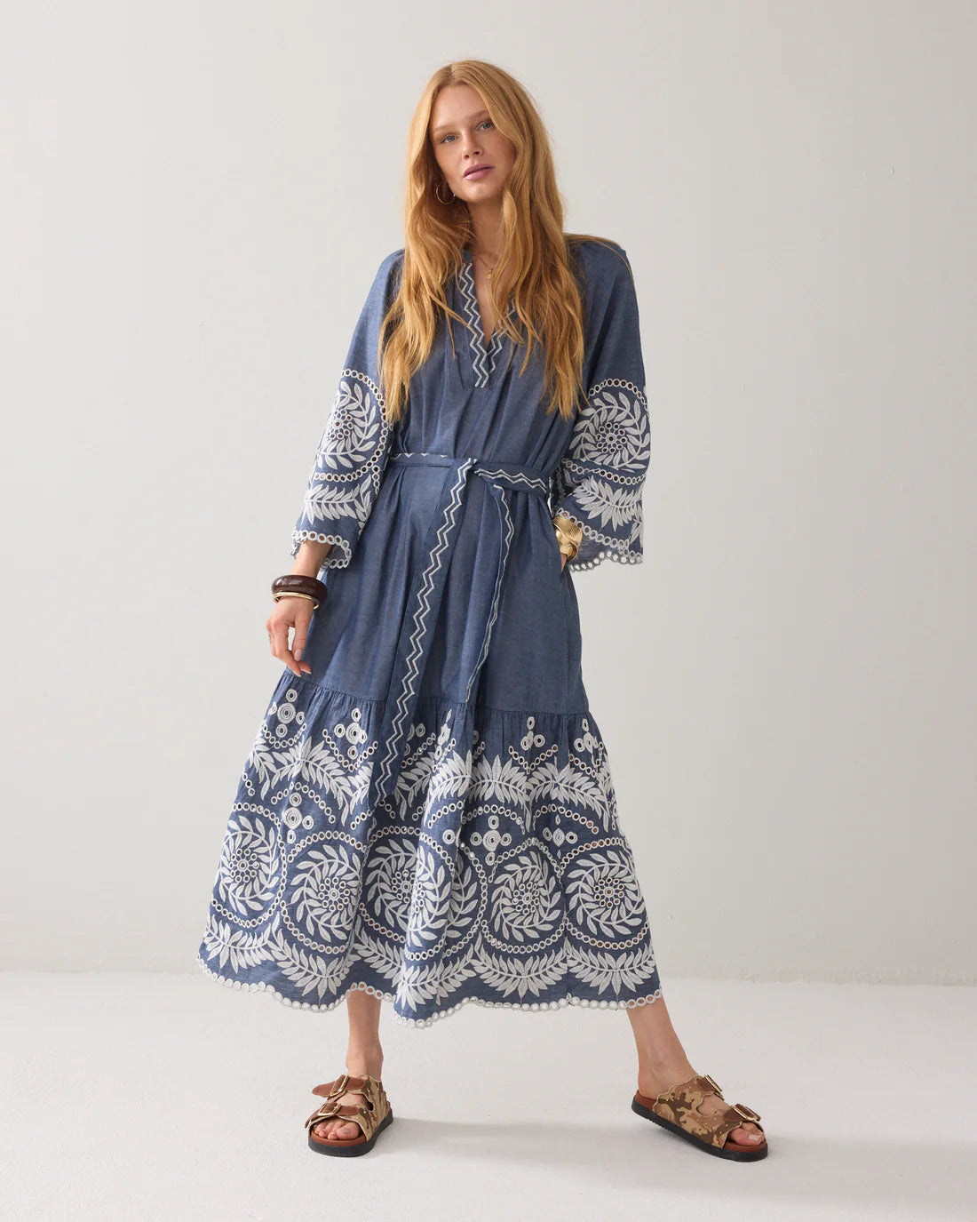 Summum Chambray Dress with Embroidery