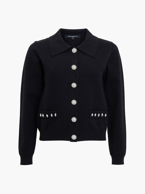 French Connection Ellaria Black Pearl and Diamante Knit Cardigan