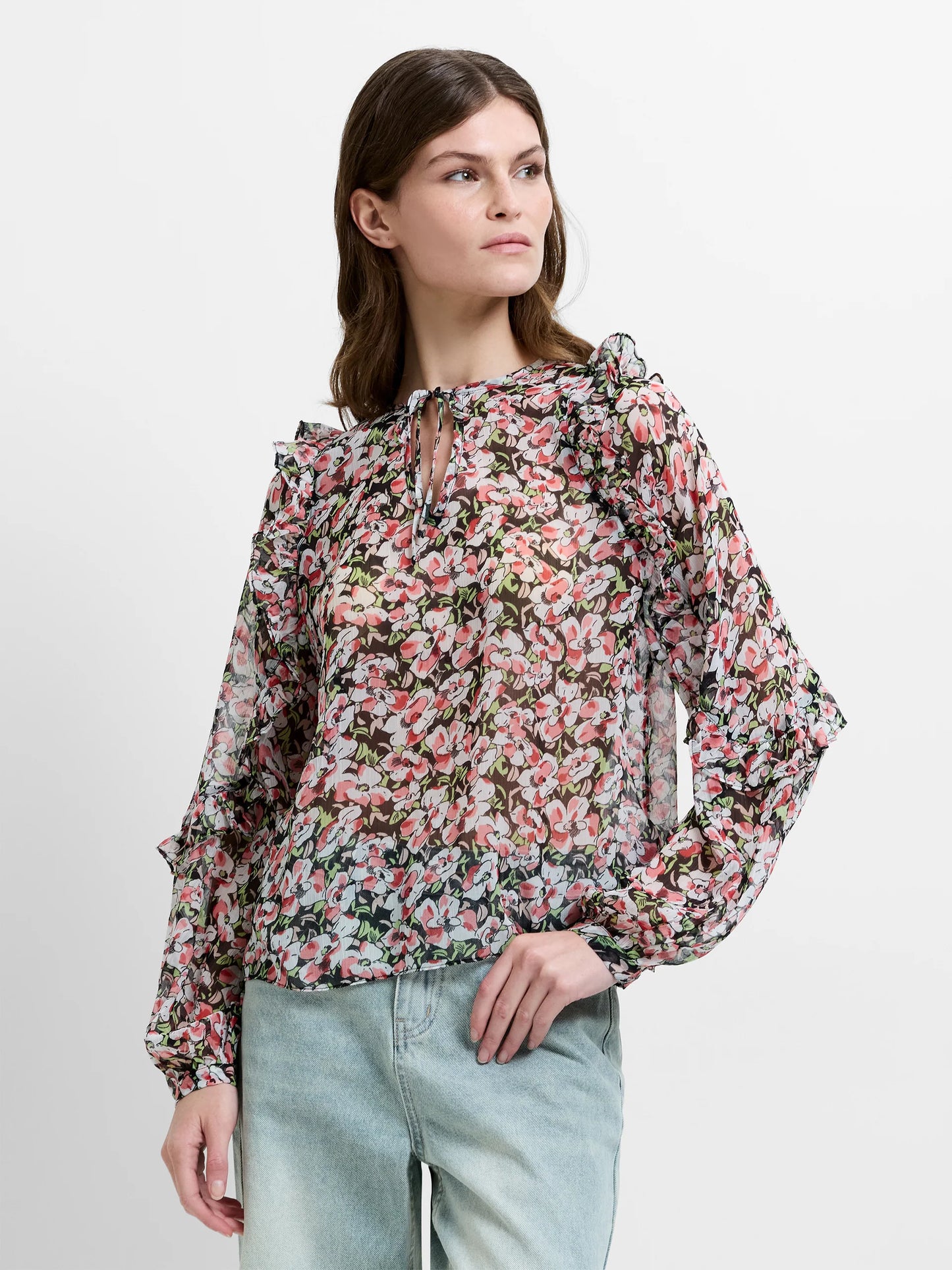 French Connection Molly Emina Ruffle Sleeve Top