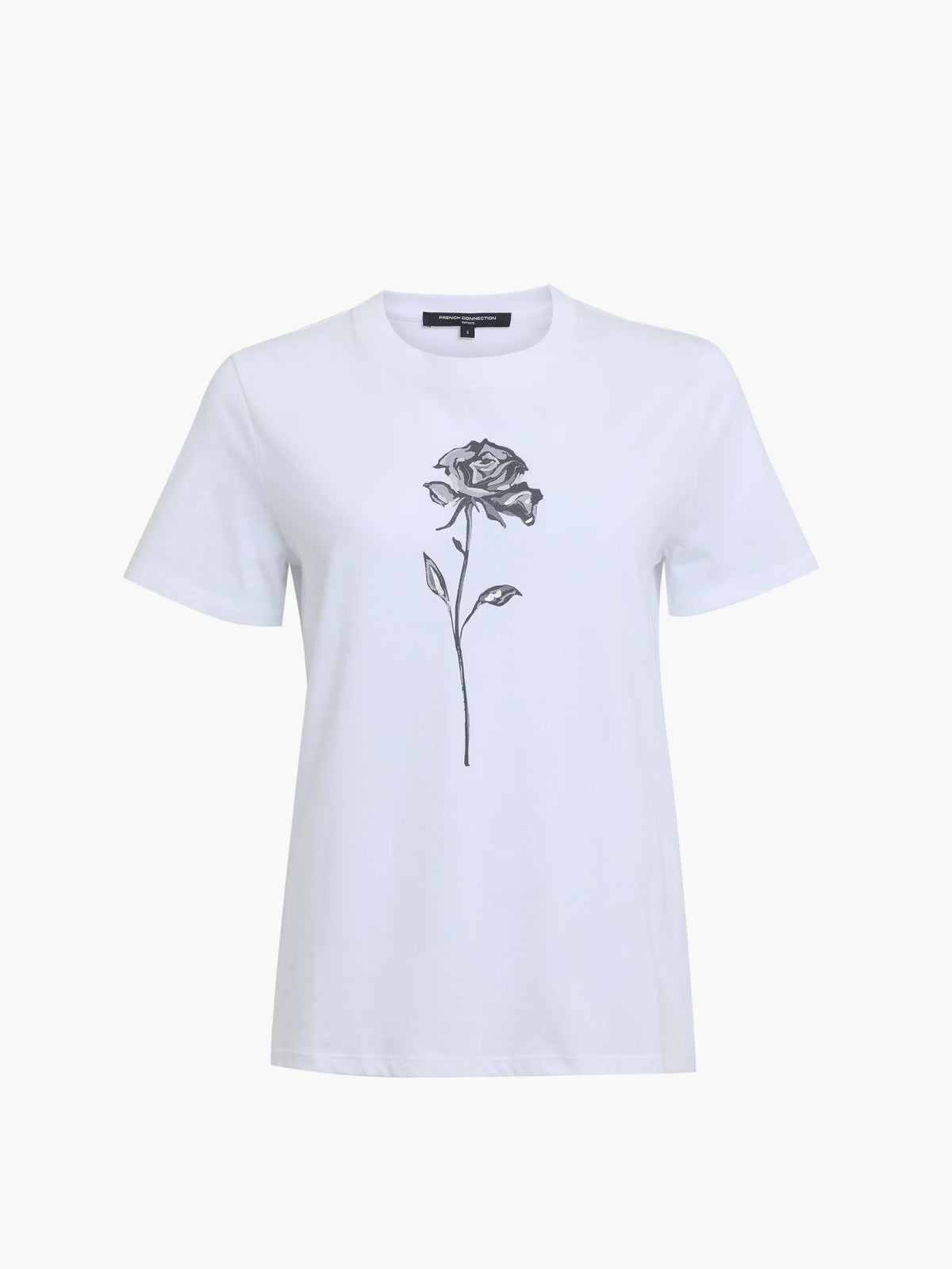 French Connection Cotton Jersey Rose Print T-Shirt