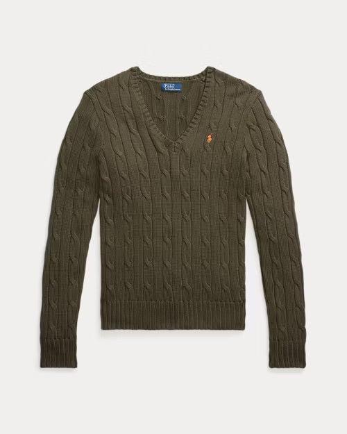 Polo Ralph Lauren Cable-Knit Cotton V-Neck Jumper